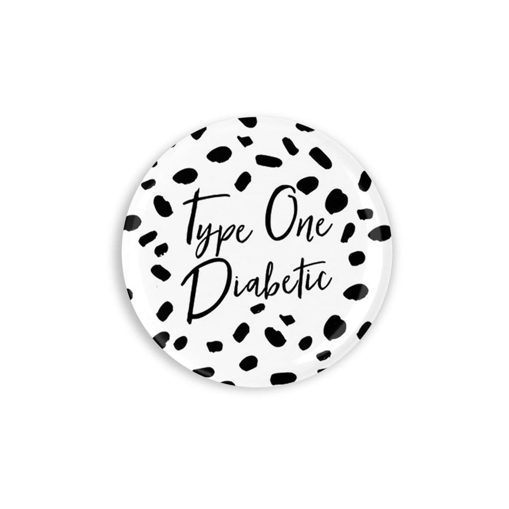 Black Spotty Type One Diabetic Button Badge