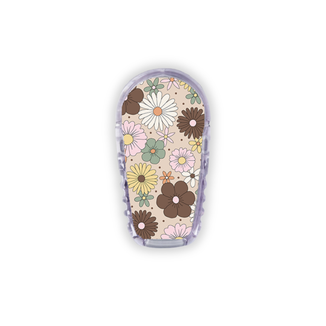 Mocha Retro Flowers Device Stickers