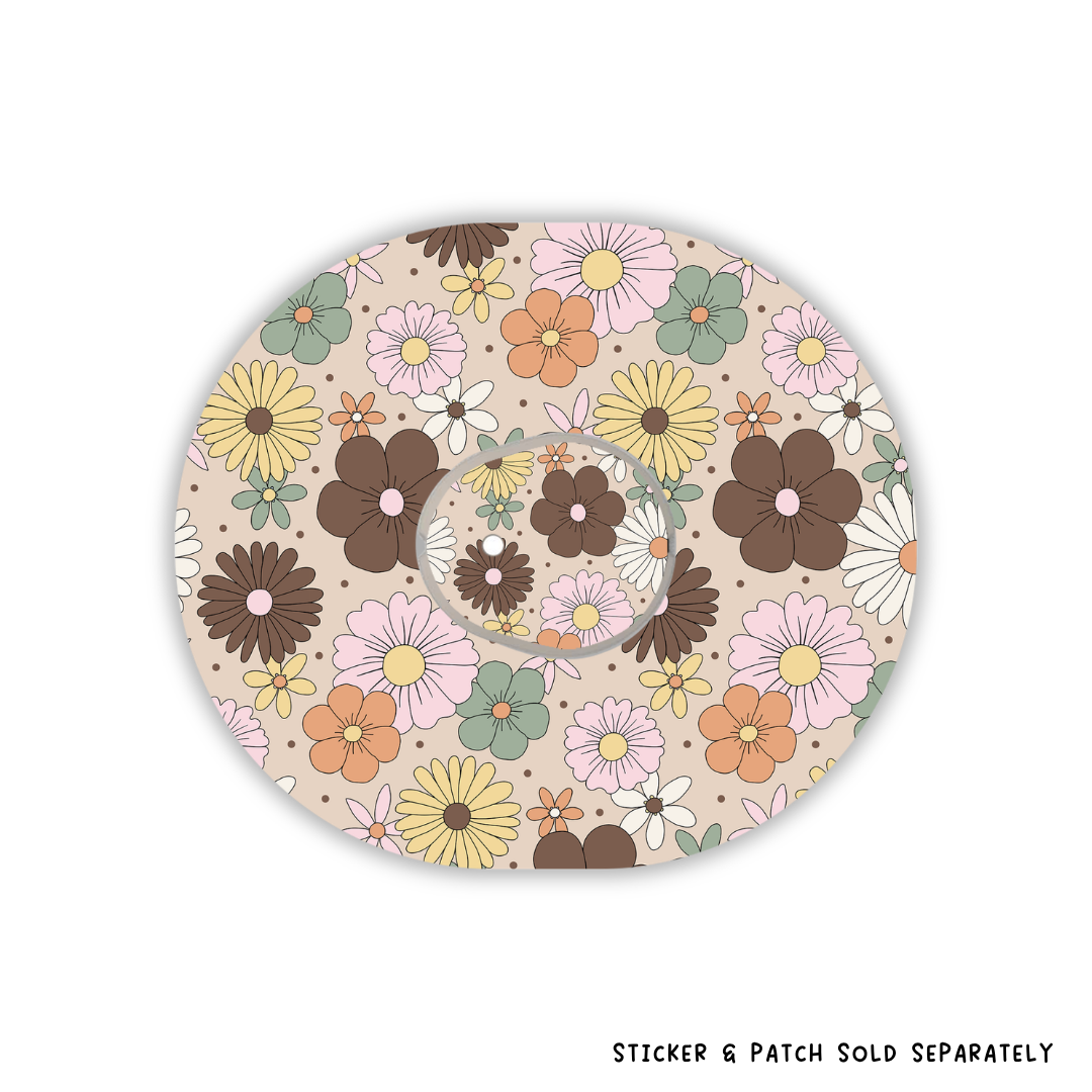 Mocha Retro Flowers Device Patches