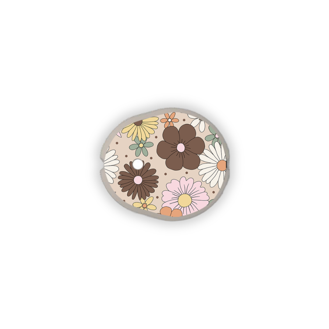 Mocha Retro Flowers Device Stickers