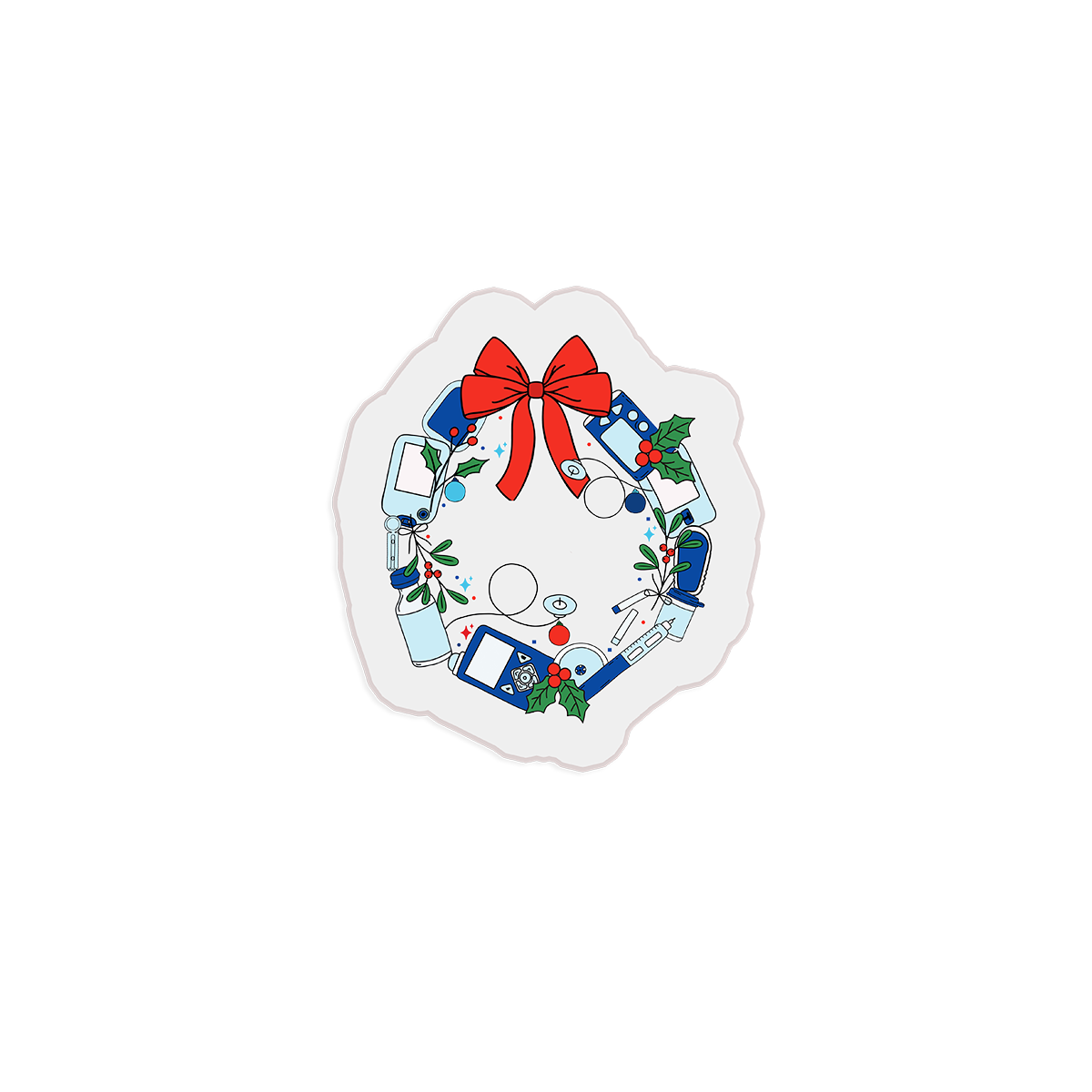 Christmas Diabetes Awareness Clear Sticker