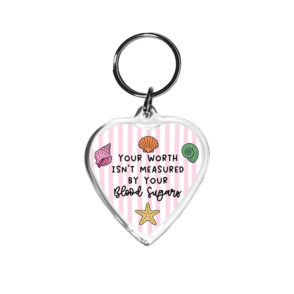 Your Worth isn't measured by your blood sugars Heart Keychain