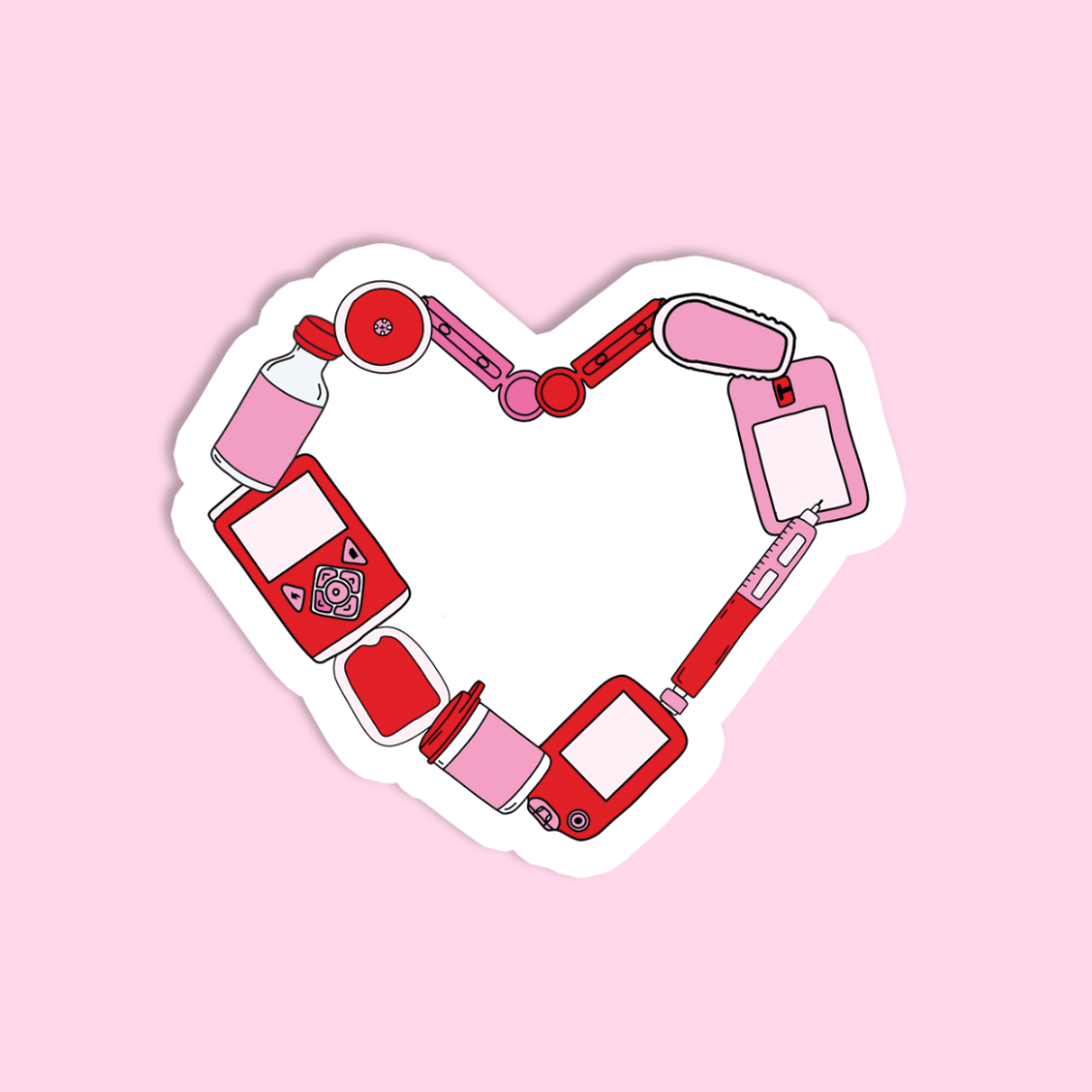 Love Diabetic Device Heart Sticker