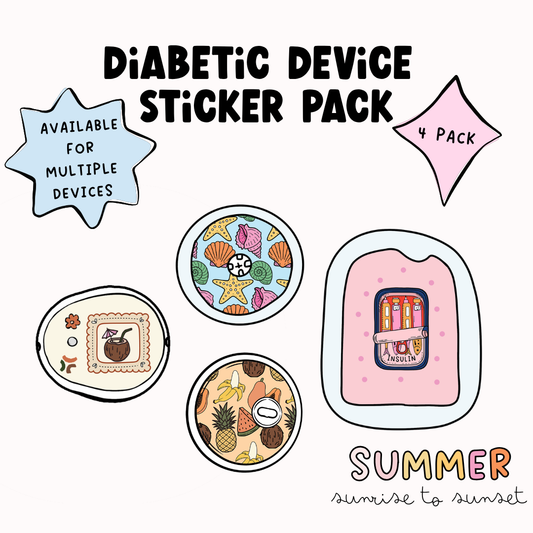 Summer Diabetic Device Sticker 4 Pack