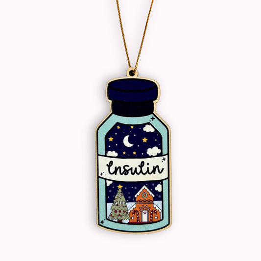 Blue Festive Insulin Vial Decoration