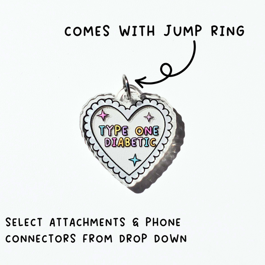 Type One Diabetic Heart Charm