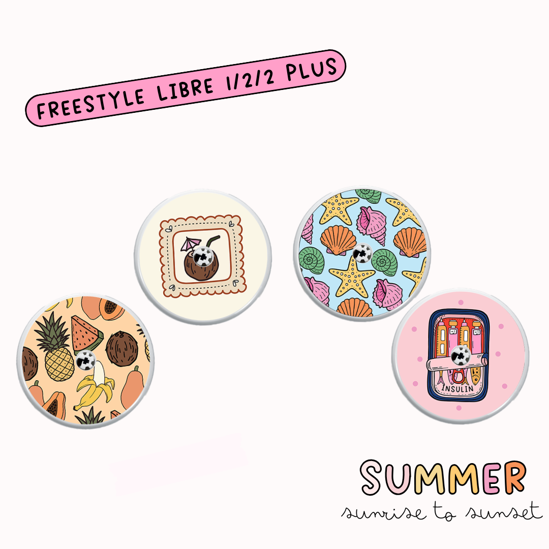 Summer Diabetic Device Sticker 4 Pack