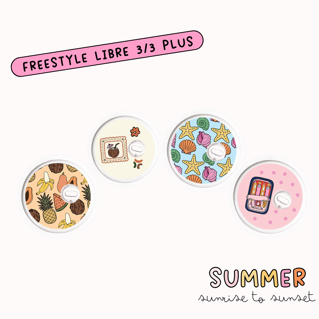 Summer Diabetic Device Sticker 4 Pack