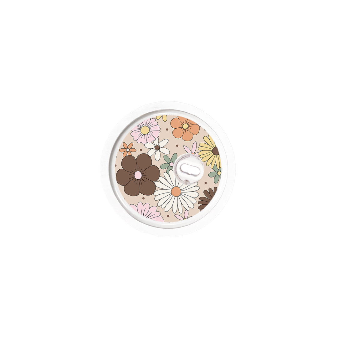 Mocha Retro Flowers Device Stickers