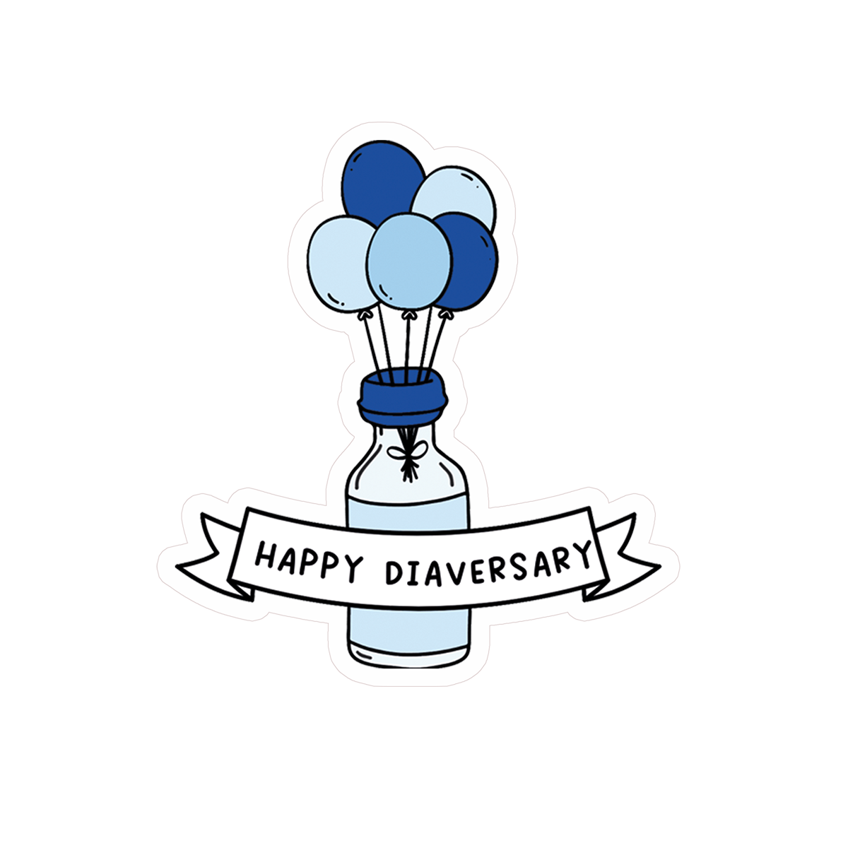 Happy Diaversary Blue Balloon Clear Sticker