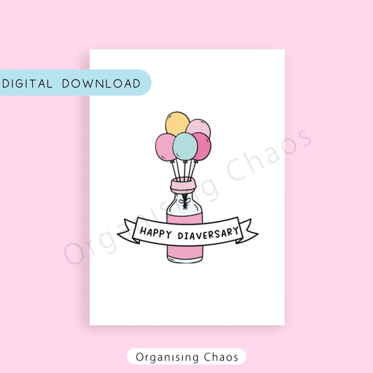 Happy Diaversary Pink Digital Download