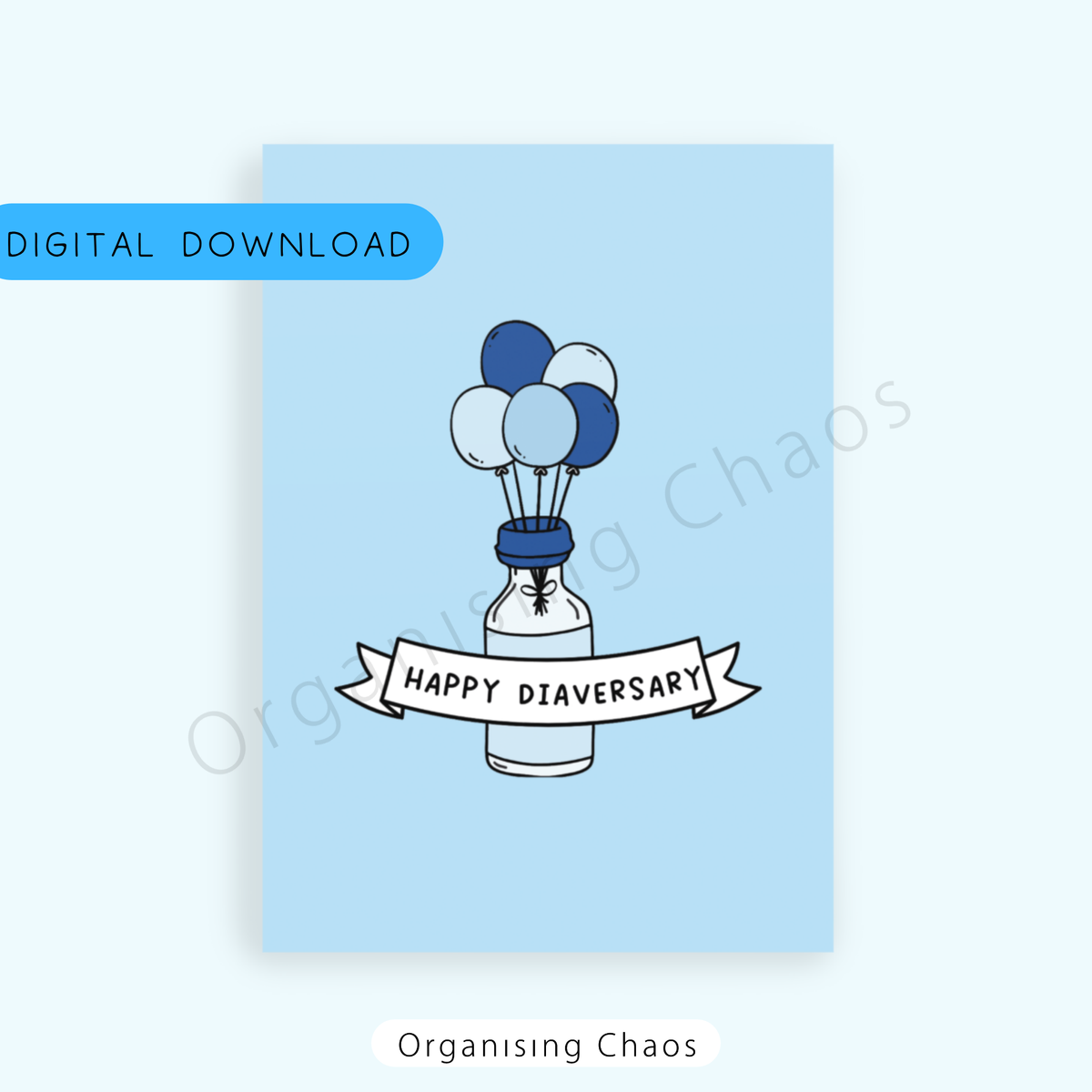 Happy Diaversary Blue Digital Download