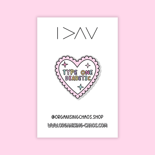 Type One Diabetic Heart Pin Badge