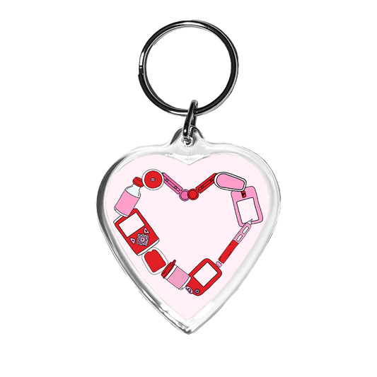 Type One Diabetic Love Heart Keychain