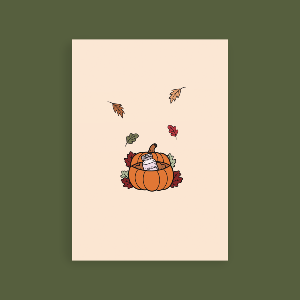 Insulin Pumpkin Postcard