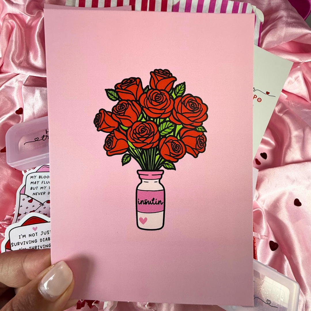 Insulin Rose Vase Card