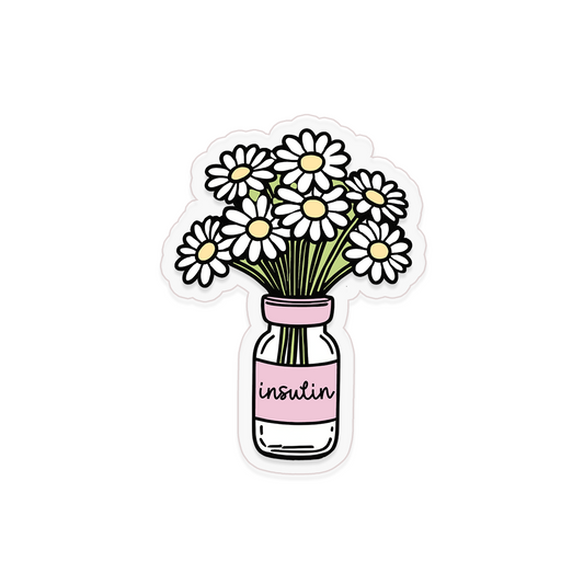 Daisy Insulin Vase Clear Sticker