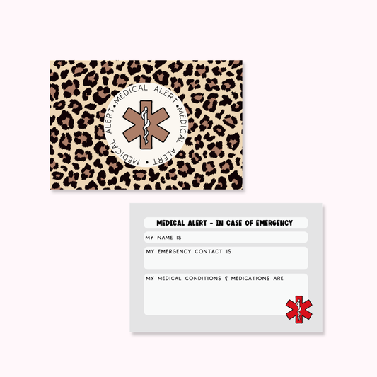 T1D Animal Print Medical Alert Card