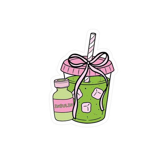 Matcha & Insulin Clear Sticker