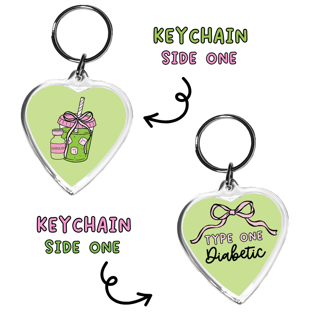 Matcha T1D Heart Keychain