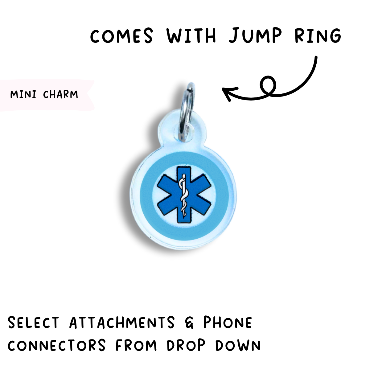 Mini Blue Awareness Medical Alert Charm