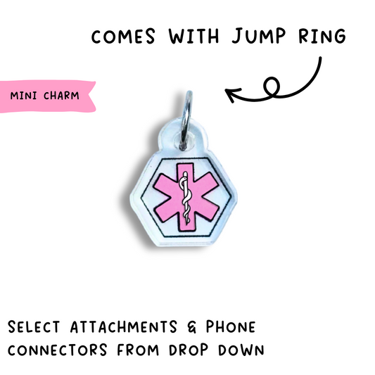 Mini Pink Medical Alert Charm