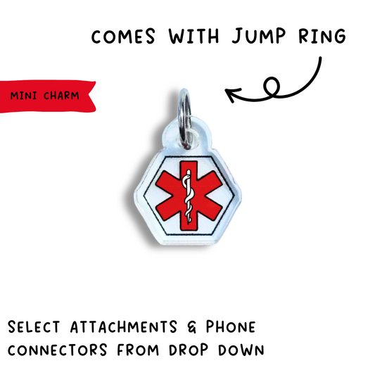 Mini Red Medical Alert Charm