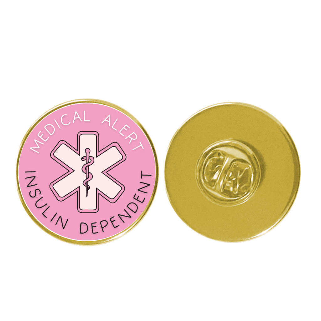 Medical Alert Insulin Dependent Pink Pin Badge