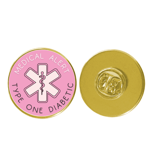 Medical Alert Type One Diabetic Pink Pin Badge