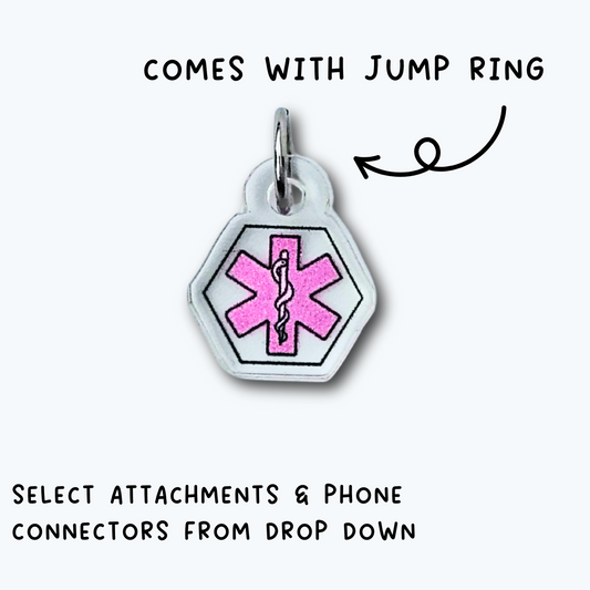 Mini Pink Medical Alert Charm