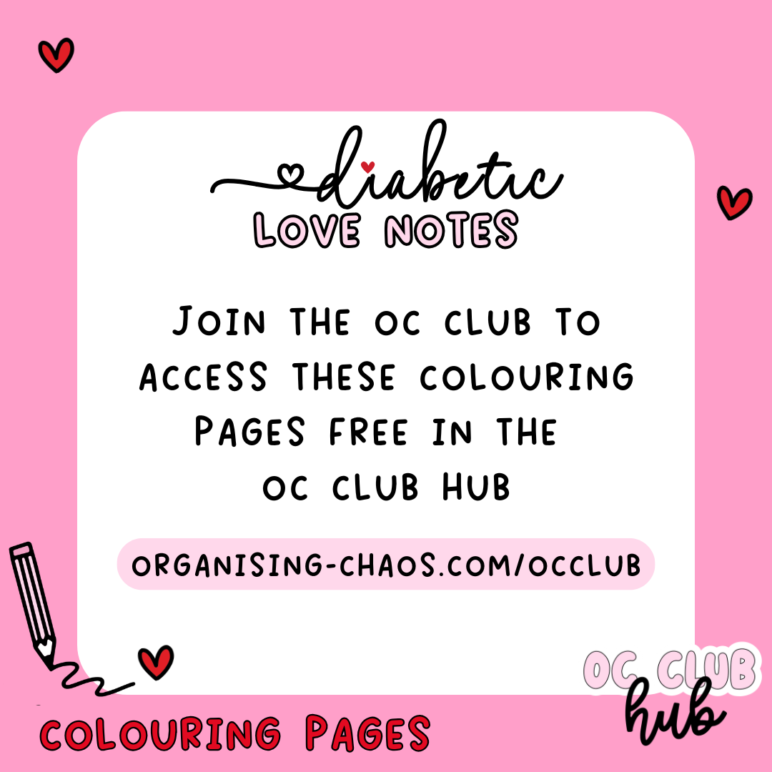 Valentines Diabetes Colouring Pages (Digital Download)
