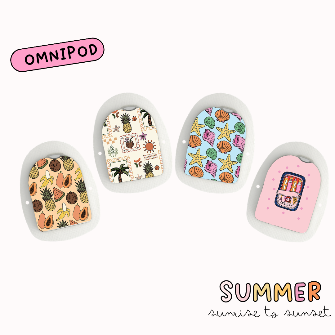 Summer Diabetic Device Sticker 4 Pack