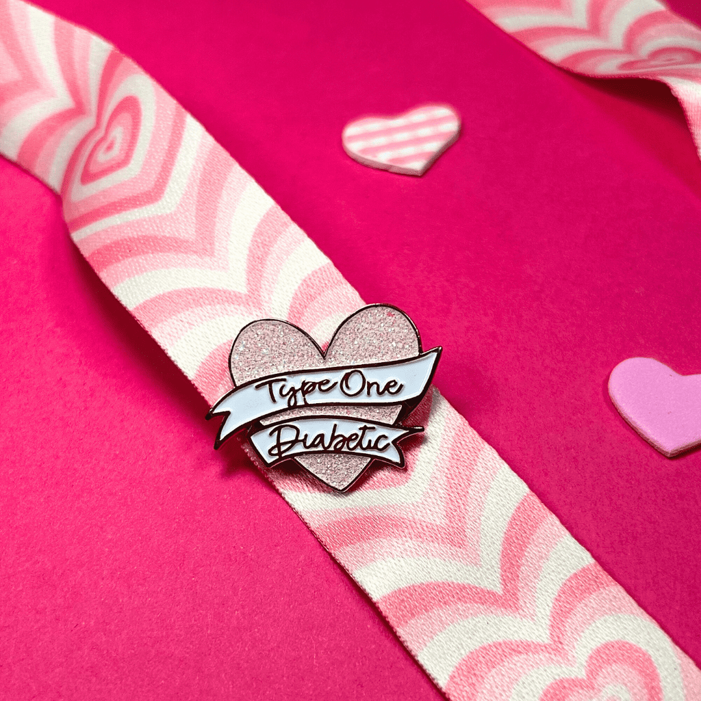 Pink Glitter Heart Type One Enamel Pin