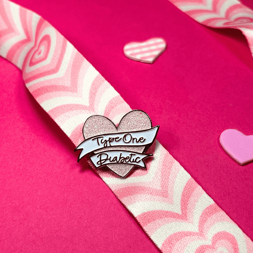 Pink Glitter Heart Type One Enamel Pin – Organising Chaos