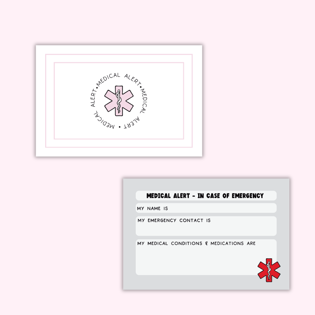 Pink Lines Medical Alert Card