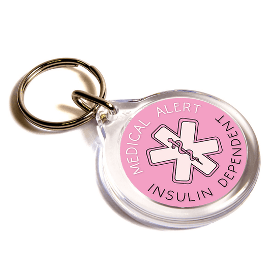 Pink Medical Alert Insulin Dependent Keychain