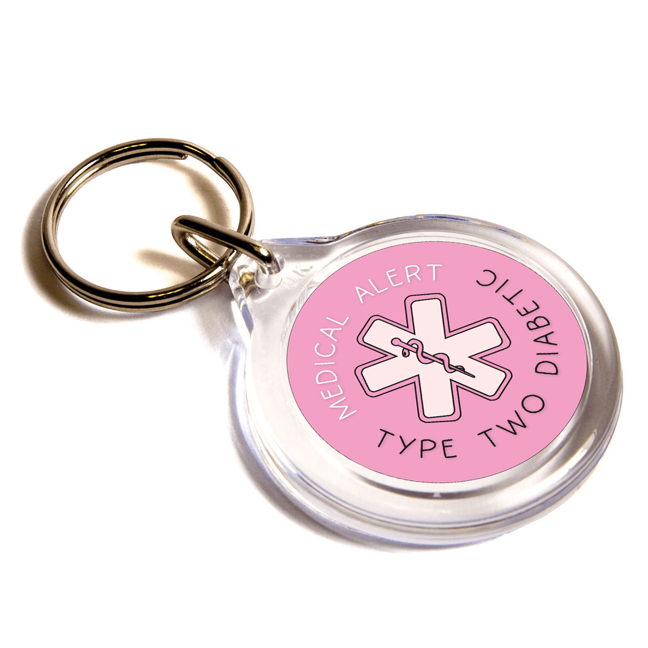 Pink Medical Alert Type Two Diabetic Keychain