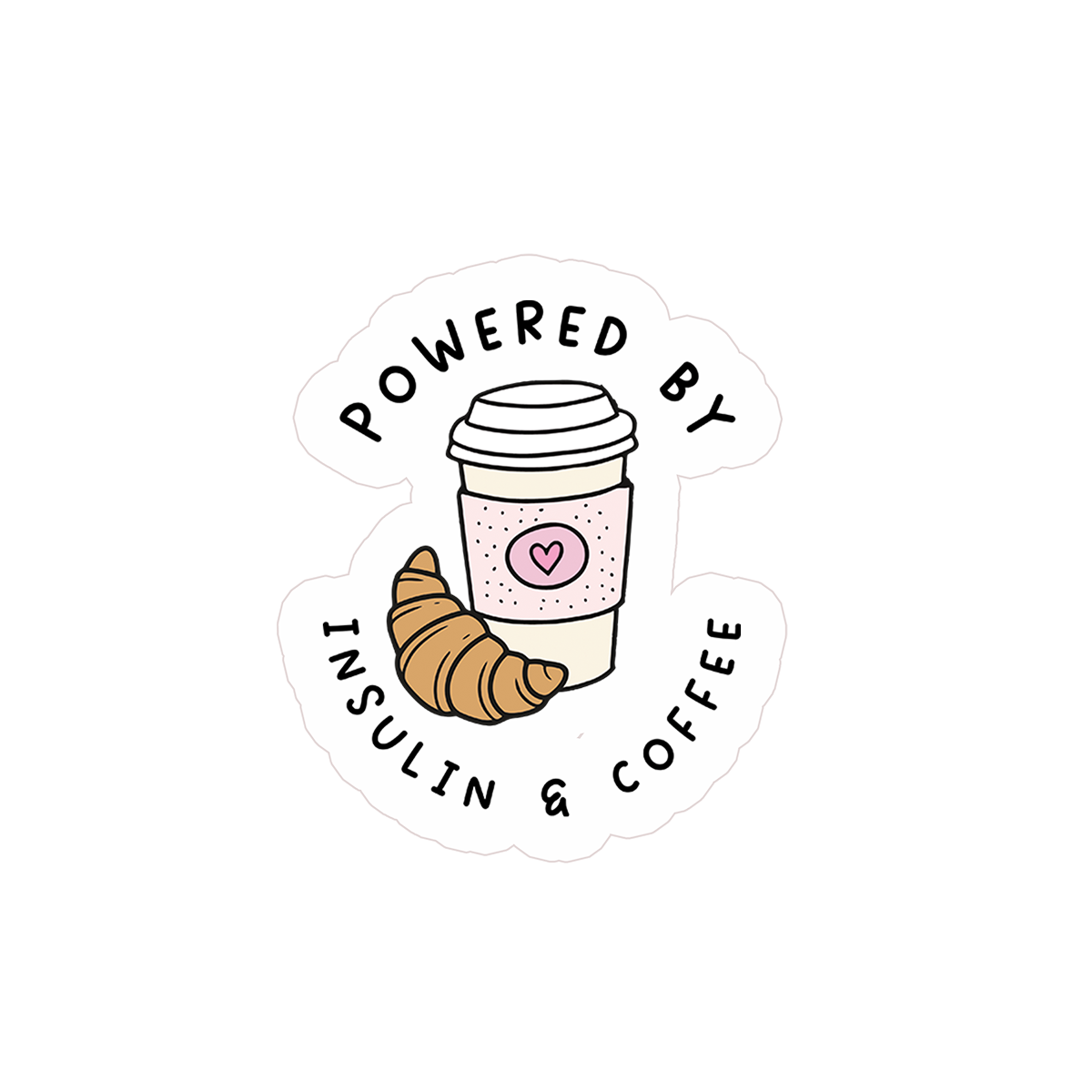 Powered by Insulin, Coffee & Carbs Clear Sticker