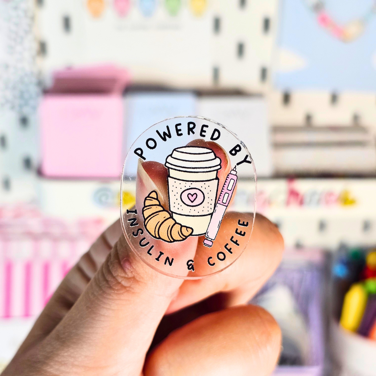 Powered By Insulin and Coffee Pin Badge