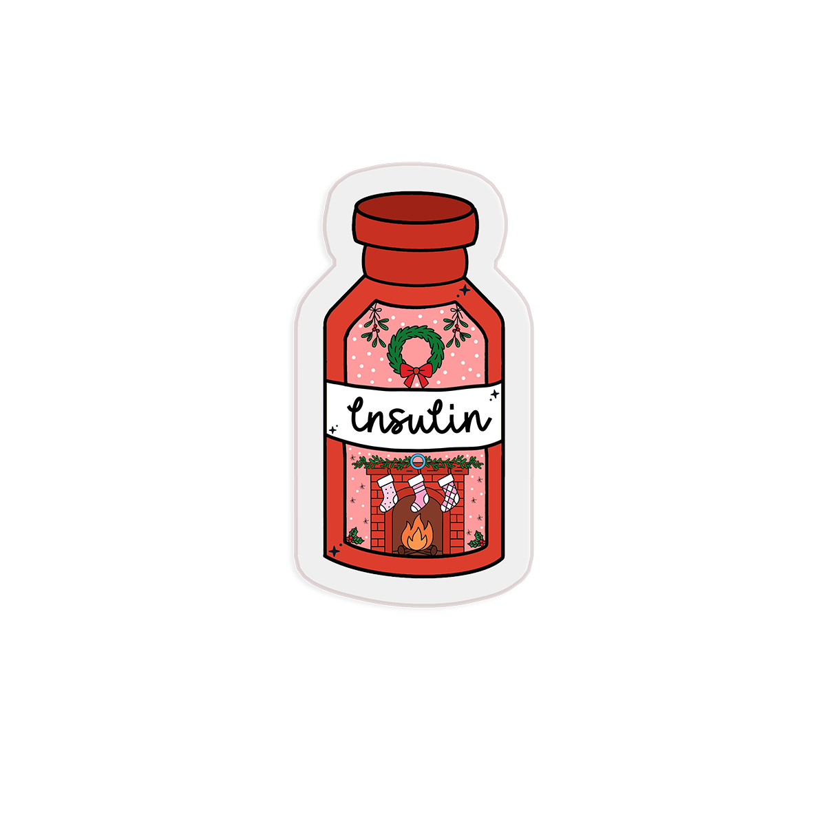Insulin Vial - Festive Fuel Clear Sticker