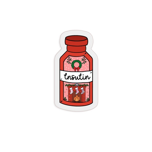 Insulin Vial - Festive Fuel Clear Sticker