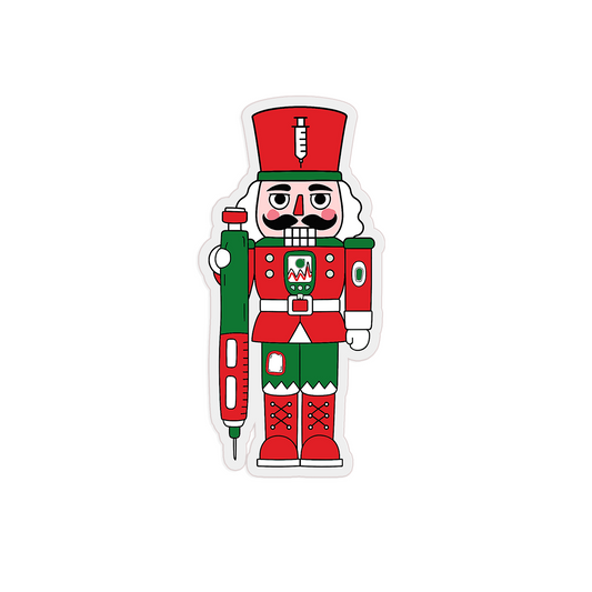 Red & Green Nutcracker Clear Sticker