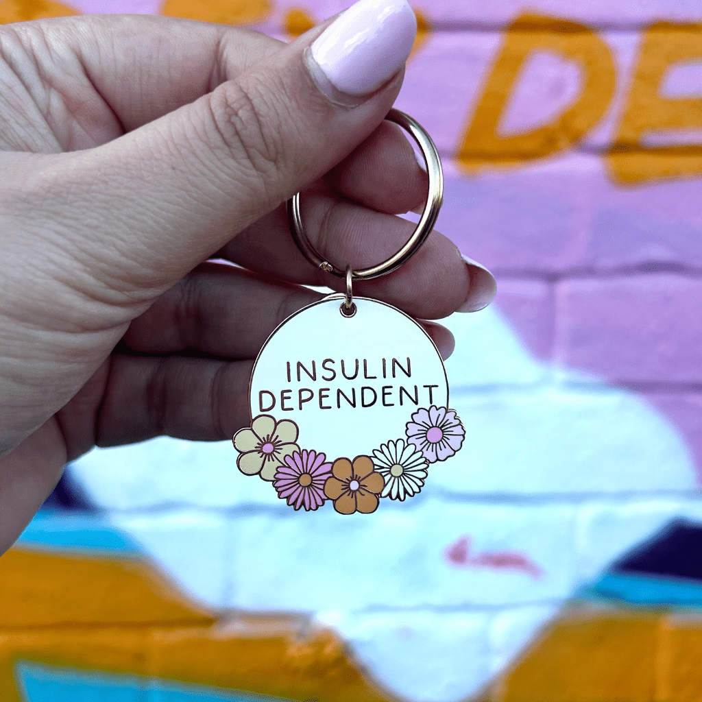 Retro Flower Insulin Dependent Keychain