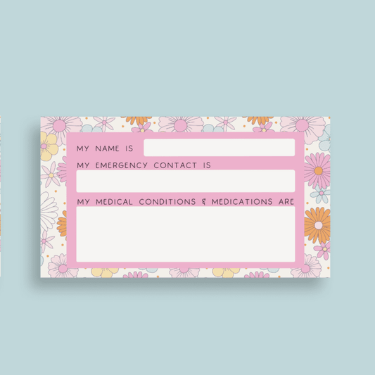 Retro Flower Insulin Dependent Medical Alert Card