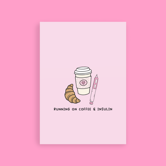 Running on Coffee, Insulin & Carbs Postcard