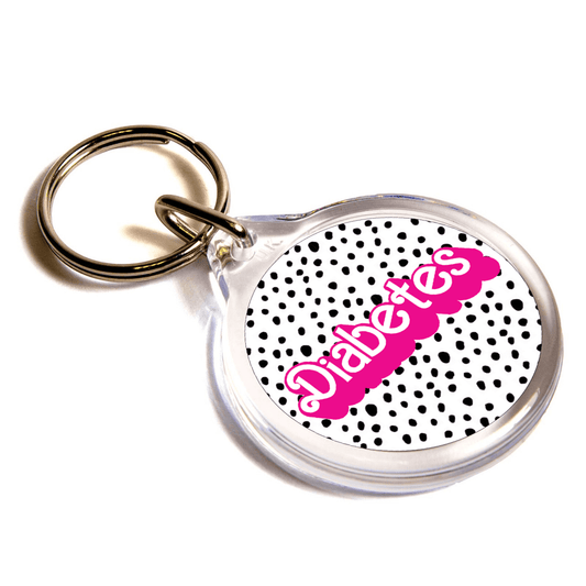 Spotty Pink Diabetes Keychain