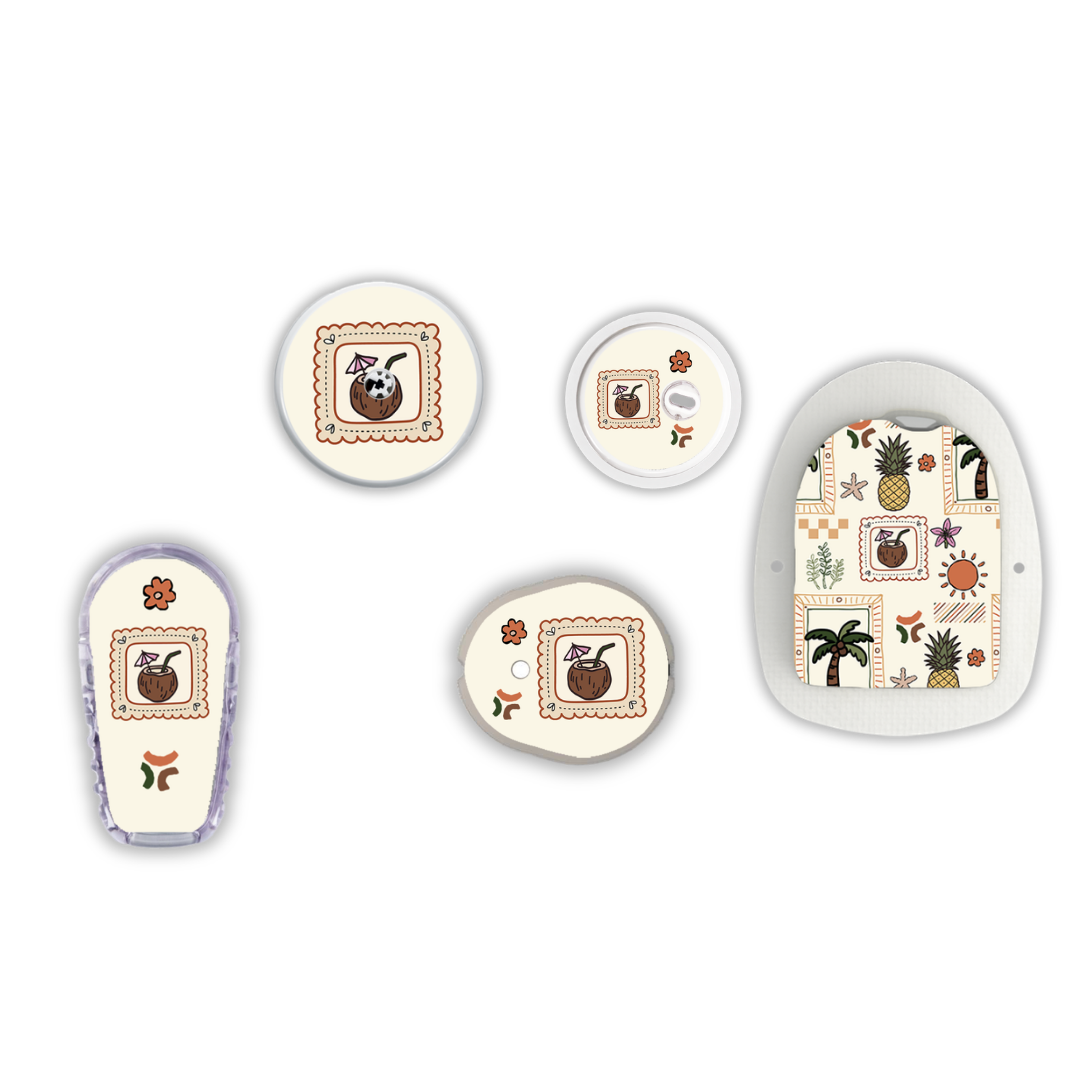 Summer Diabetic Device Sticker 4 Pack