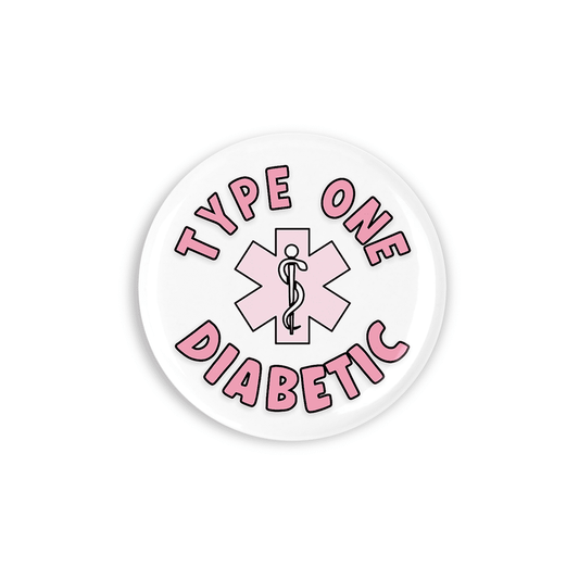 Type One Button Pink Badge