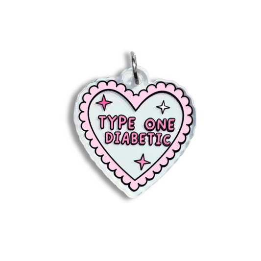 Pink Type One Diabetic Heart Charm