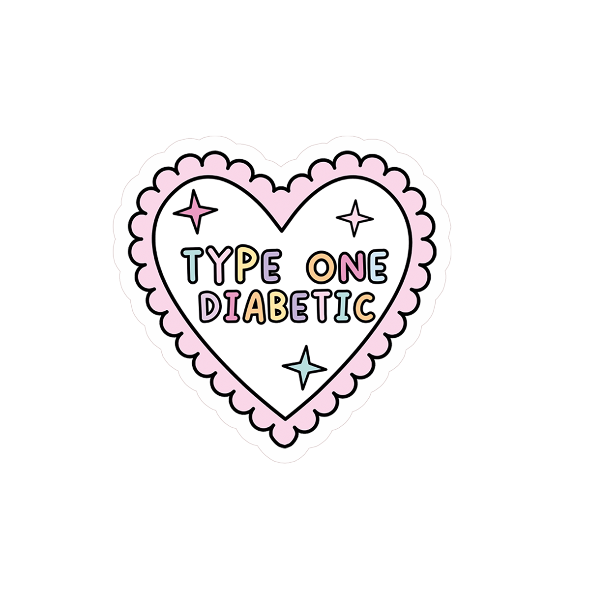 Type One Pink Heart Clear Sticker